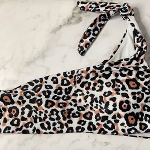 Cheetah print one shoulder swim top